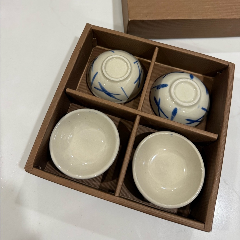 New Set of 4 Porcelain Sauce Dipping Dish Bowls